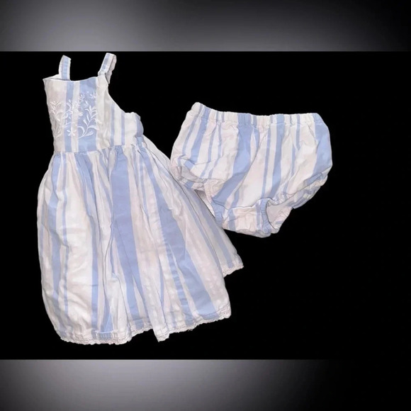 EUC Little Me 18m Blue And White Stripped dress with Diaper Cover. - Picture 3 of 7